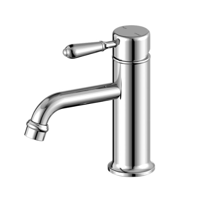 Nero York Straight Basin Mixer With Metal Lever Chrome