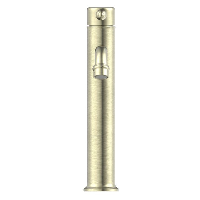 Nero York Straight Tall Basin Mixer With Metal Lever Aged Brass
