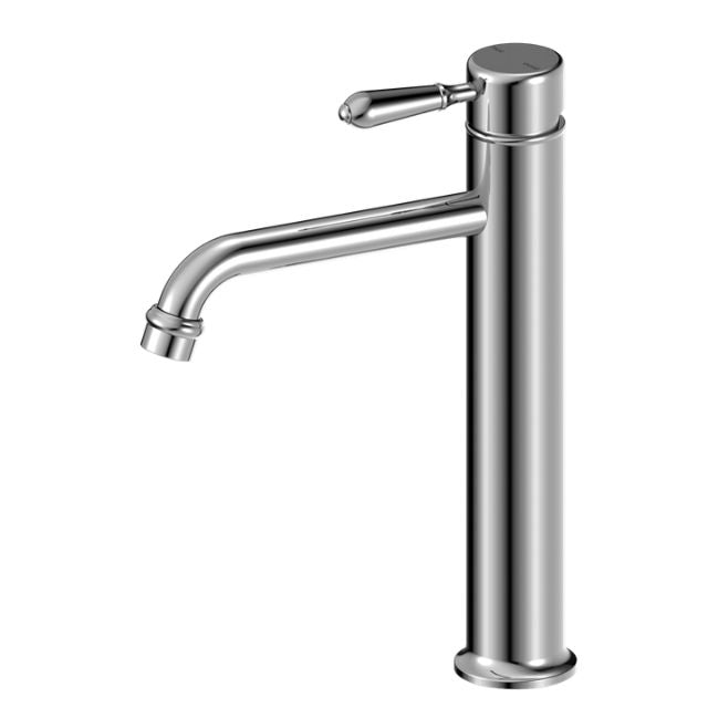 Nero York Straight Tall Basin Mixer With Metal Lever Chrome