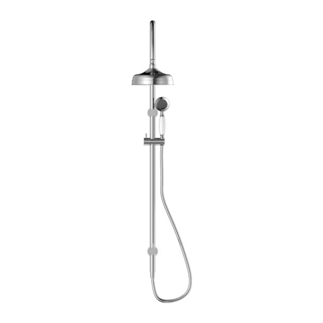 Nero York Twin Shower With White Porcelain Hand Shower Chrome