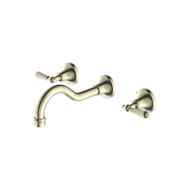 Nero York Wall Basin Set With Metal Lever Aged Brass