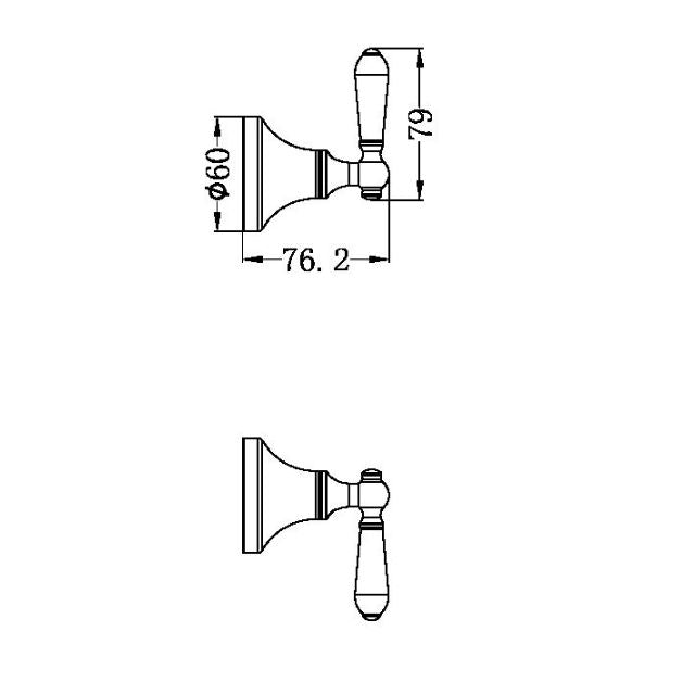 Technical Drawing Nero York Wall Top Assemblies With White Porcelain Lever Matte Black NR692109b01MB - The Blue Space