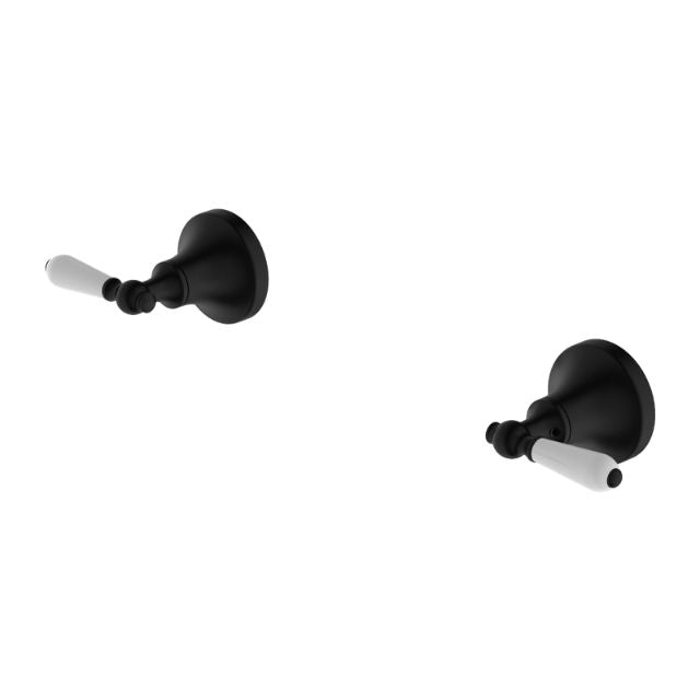 Nero York Wall Top Assemblies With White Porcelain Lever Matte Black NR692109b01MB - The Blue Space