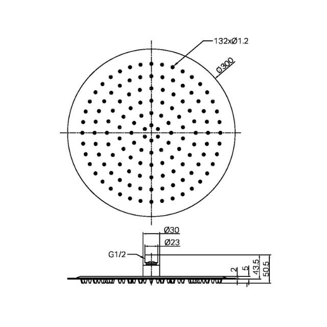 Nero Zen SS316L 300mm Round Shower Head Brushed Bronze