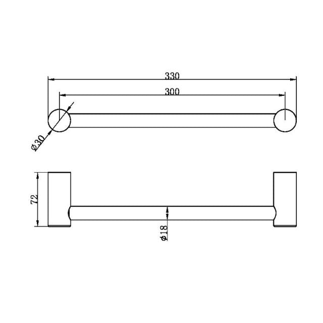 Nero Zen SS316L Hand Towel Rail Graphite
