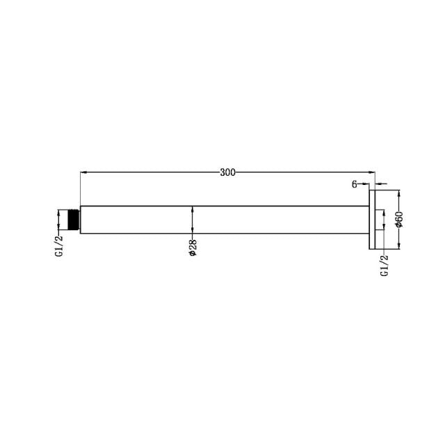 Nero Zen SS316L Round Ceiling Arm 300mm Length Brushed Nickel