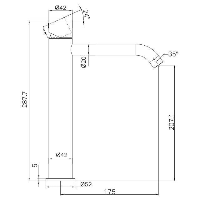 Nero Zen SS316L Tall Basin Mixer Handless Graphite