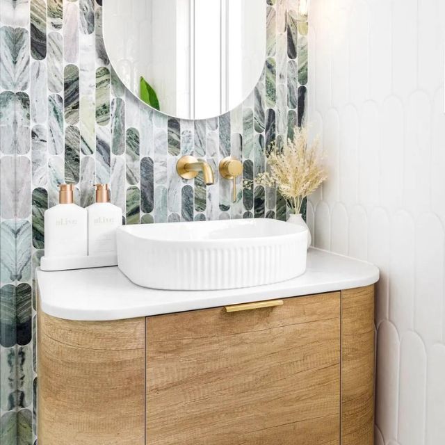 Otti Archie 415mm Fluted Above Counter Basin - Gloss White