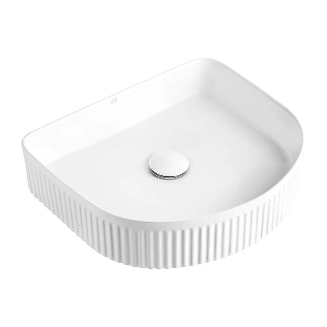 Otti Archie 415mm Fluted Above Counter Basin - Matte White
