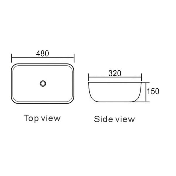 Otti Artis O'96 480mm Oval Above Counter Basin - Matte Black & Matte White