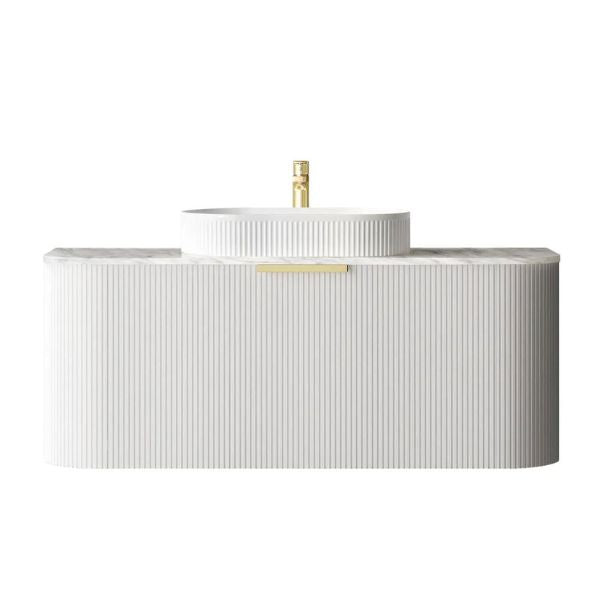 Otti Bondi Fluted Curved Wall Hung Vanity - White