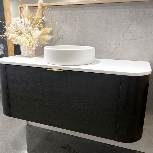 Otti Bondi Wall Hung Curve Vanity - Black Oak