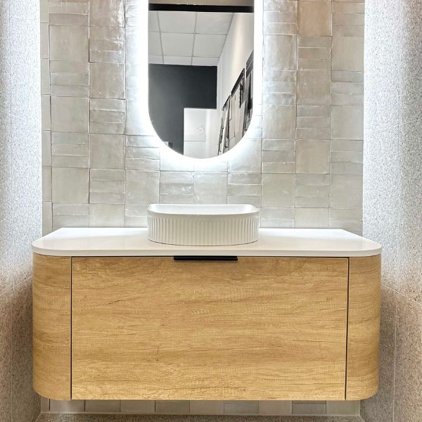 Otti Bondi Wall Hung Curve Vanity - Natural Oak