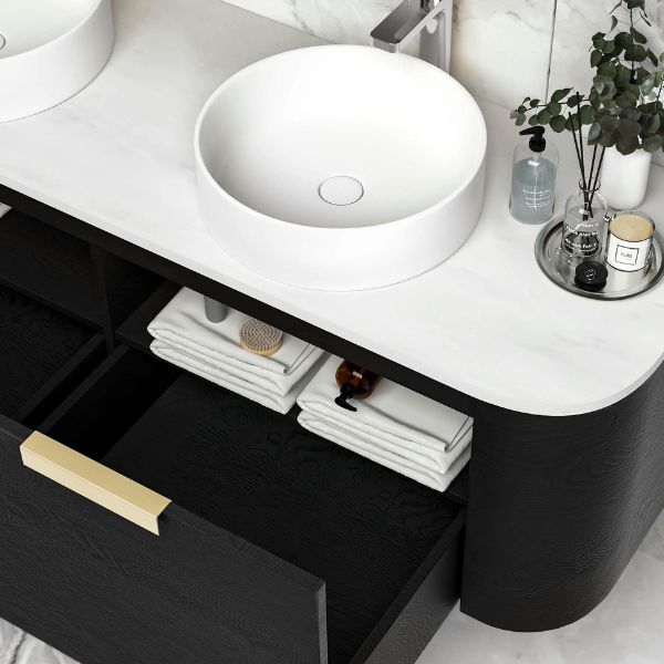 Otti Bondi Wall Hung Curve Vanity - Black Oak