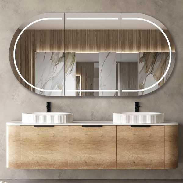 Otti Bondi Wall Hung Curve Vanity - Natural Oak