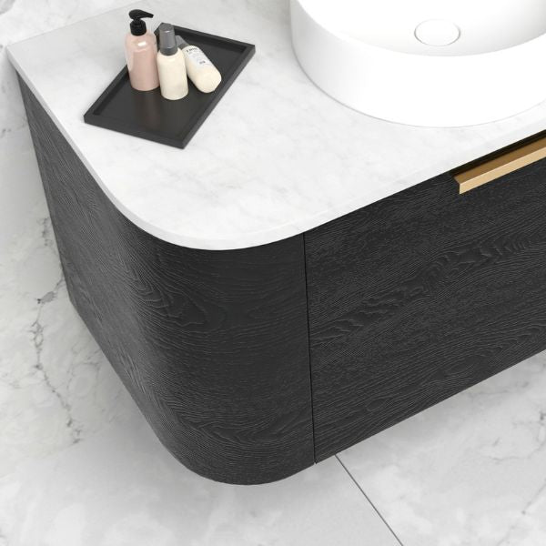 Otti Bondi Wall Hung Curve Vanity - Black Oak