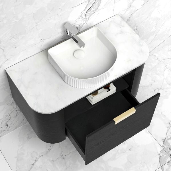 Otti Bondi Wall Hung Curve Vanity - Black Oak
