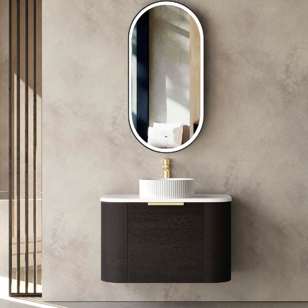 Otti Bondi Wall Hung Curve Vanity - Black Oak
