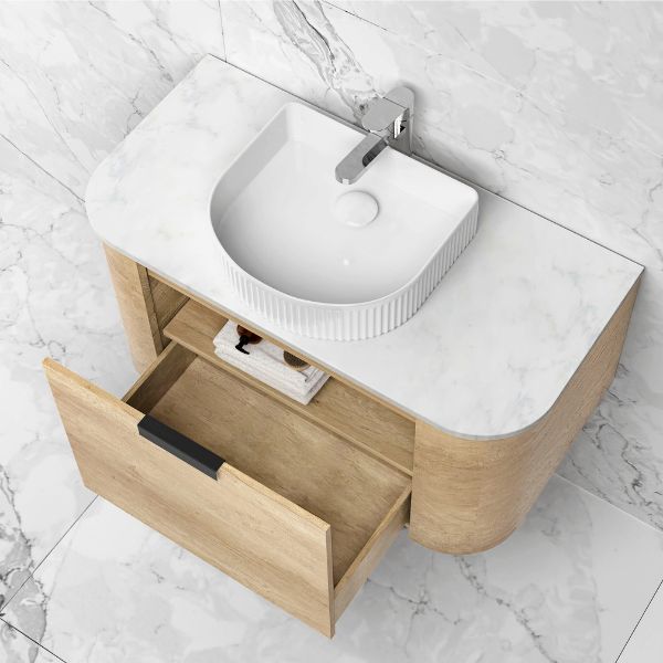 Otti Bondi Wall Hung Curve Vanity - Natural Oak