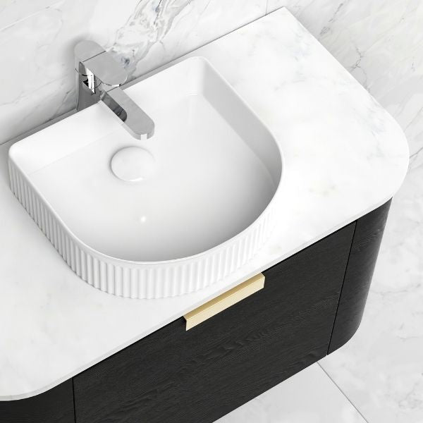 Otti Bondi Wall Hung Curve Vanity - Black Oak