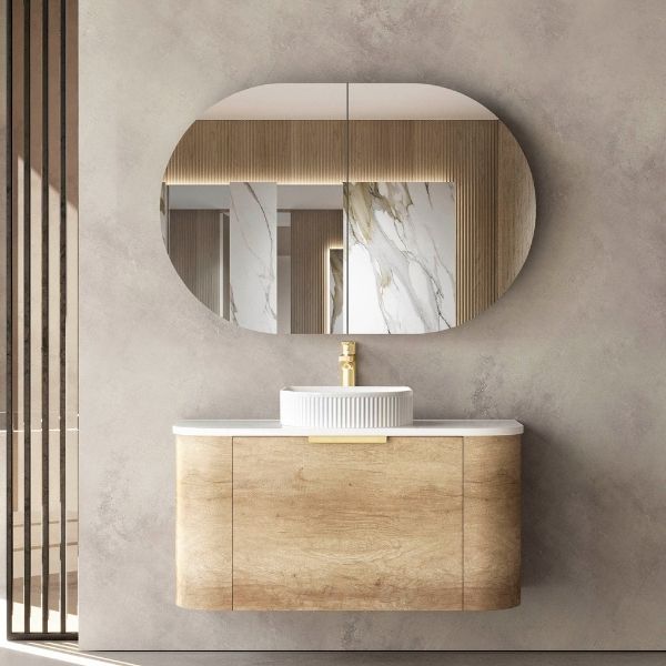 Otti Bondi Wall Hung Curve Vanity - Natural Oak