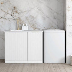 Otti Bondi White 1060mm Fluted Laundry Cabinet Set
