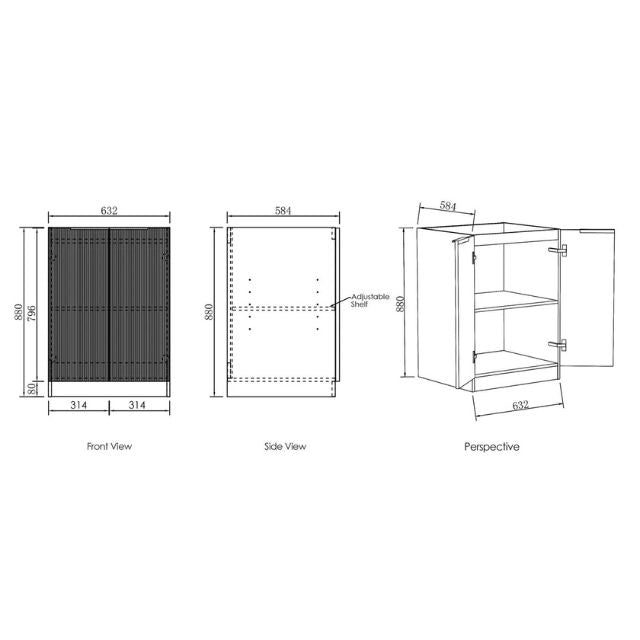 Otti Bondi White 650mm Fluted Laundry Cabinet Set
