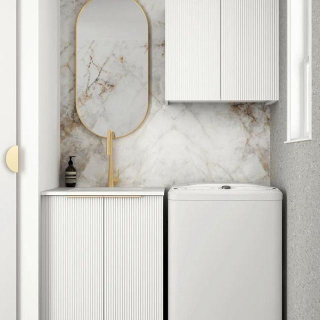 Otti Bondi White 650mm Fluted Laundry Cabinet Set