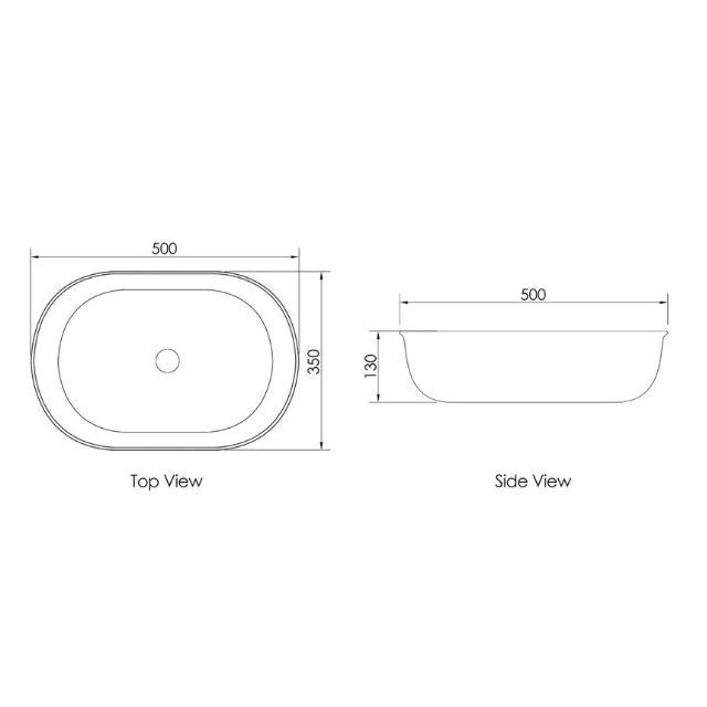 Otti Bronte Oval 500 x 350 Above Counter Basin - Matte White