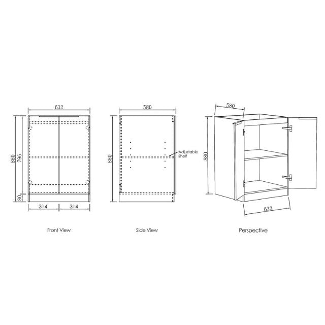 Otti Byron 1715mm Laundry Set B - Black Oak