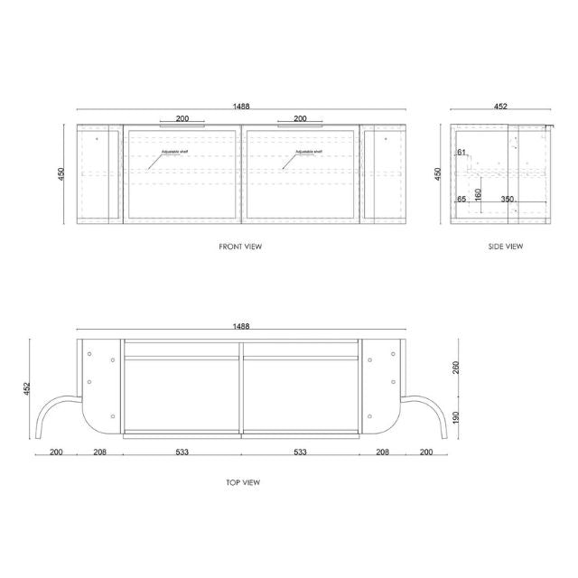 Otti Hampshire Wall Hung Curve Vanity - White