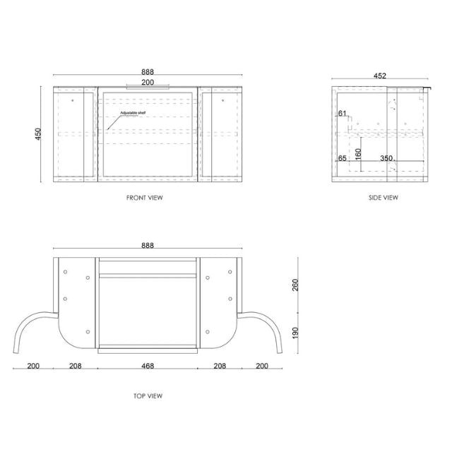 Otti Hampshire Wall Hung Curve Vanity - White