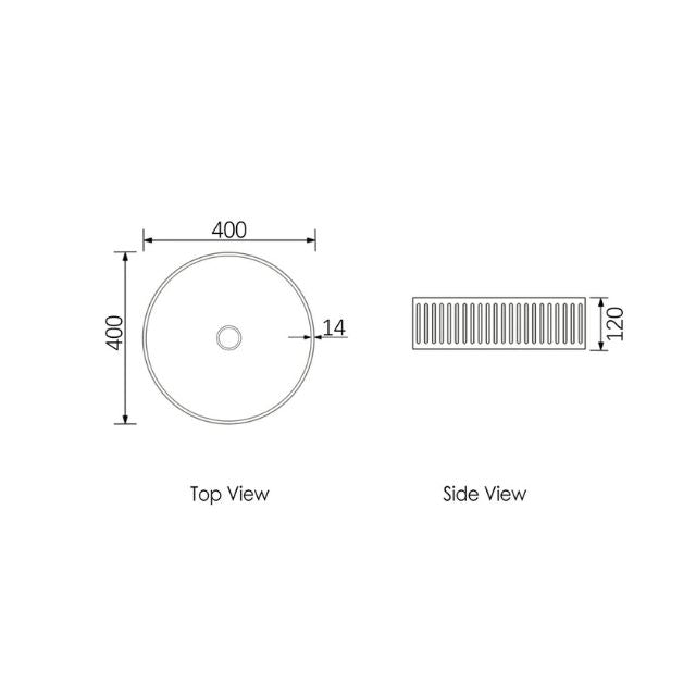 Otti Hudson 400mm Fluted Round Above Counter Basin - White