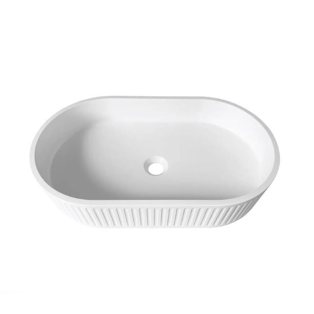 Otti Hudson 600mm Fluted Oval Above Counter Basin - White