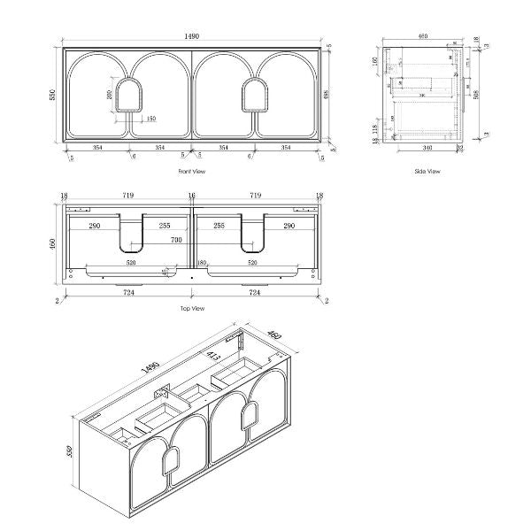 Otti Laguna Mk II Wall Hung Vanity in Matte White with Undermount Basin