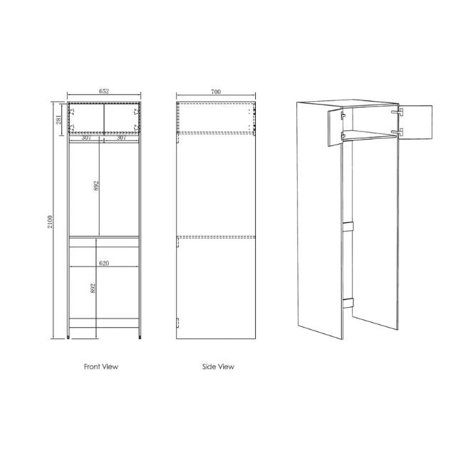 Otti Noosa 1715mm Laundry Set C - White