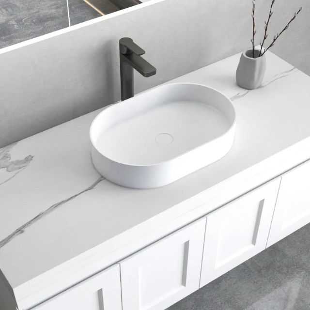 Otti Noosa 585mm Oval Above Counter Basin - Matte White