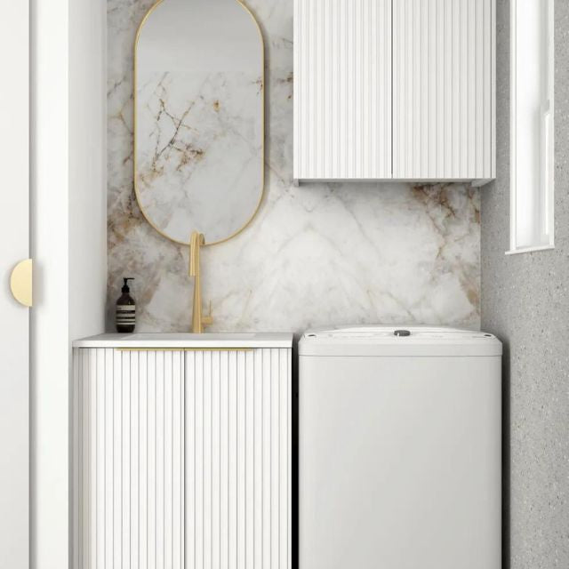 Otti Noosa Fluted White 650mm Laundry Cabinet Set