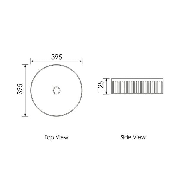 Otti Oxford 395mm Fluted Round Above Counter Basin - Matte Black