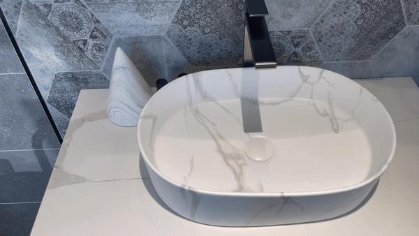 Otti Quay 500mm Oval Above Counter Basin - Carrara