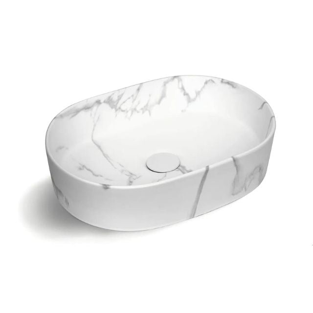 Otti Quay 500mm Oval Above Counter Basin - Carrara