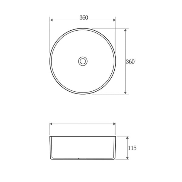 Otti Radius 360mm Round Above Counter Basin - Carrara Matte Marble Look
