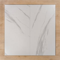 Perisher White Marble Matt Rectified Porcelain Tile 600x1200mm