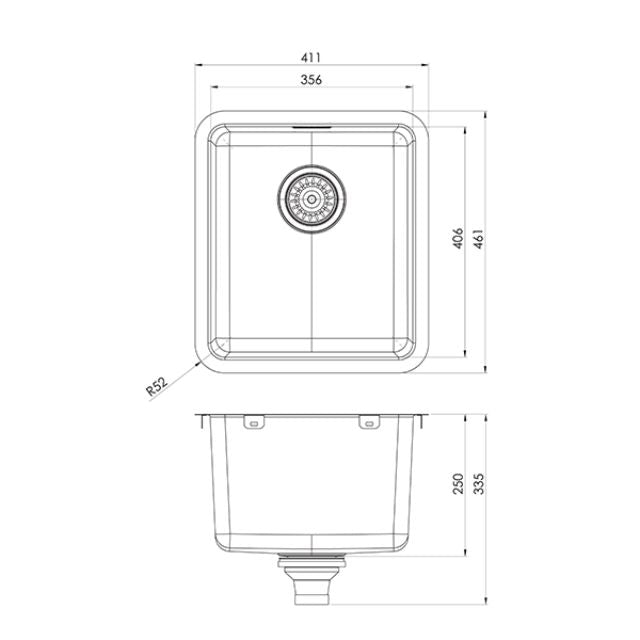 Phoenix 2000 Series Single Bowl Laundry Sink 411 x 461mm