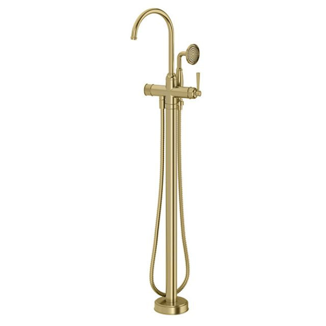 Phoenix Cromford Floor Mounted Bath Mixer with Hand Shower Brushed Gold