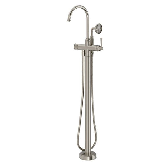 Phoenix Cromford Floor Mounted Bath Mixer with Hand Shower Brushed Nickel