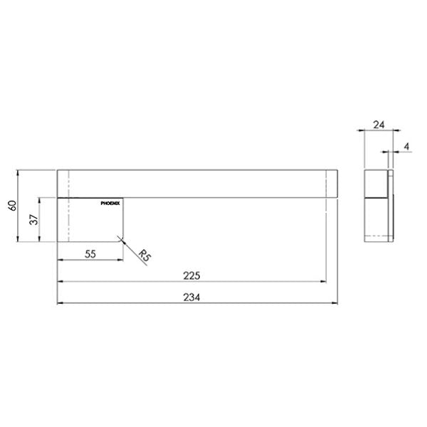 Phoenix Designer Swivel Bath Outlet  230mm Square - Brushed Carbon