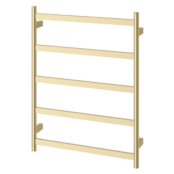 Phoenix Five Flat Bar Heated Towel Ladder 550mm x 740mm - Brushed Gold - 652-8750-12