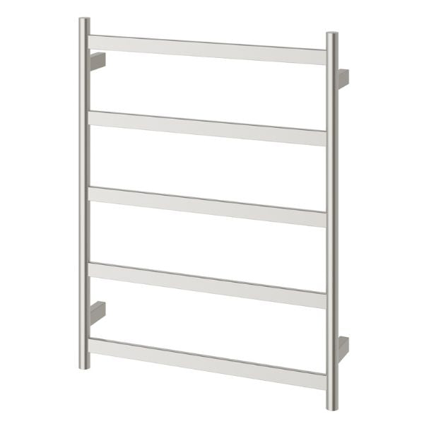 Phoenix Five Flat Bar Heated Towel Ladder 550mm - Brushed Nickel