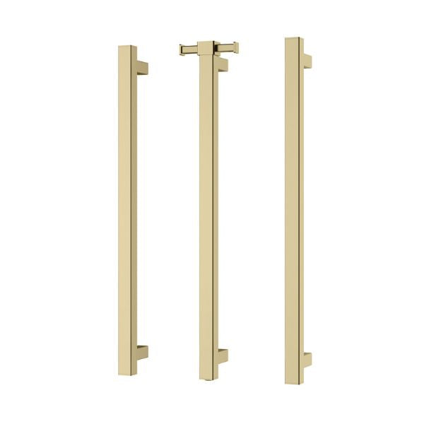 Phoenix Heated Triple Towel Rail Square 600mm - Brushed Gold